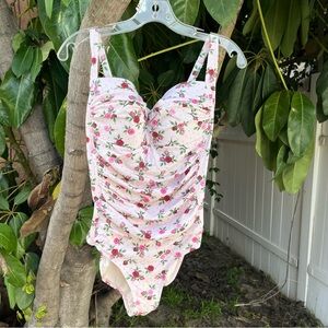 Betsey Johnson Love Always Ruched One-Piece Swimsuit.